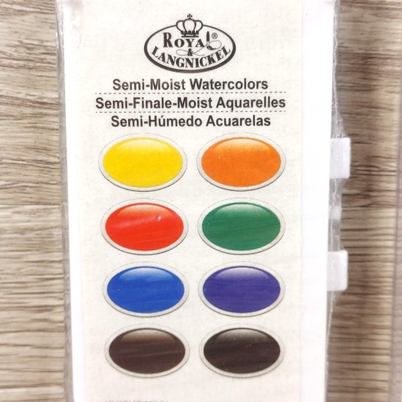 Royal Langnickel Watercolor Set 8 Washable Semi-Moist Water Color W/Brush Kit - Picture 5 of 6
